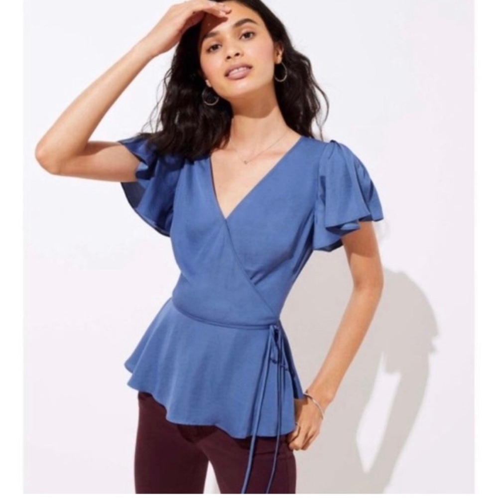 Loft Flutter Sleeve Wrap Top